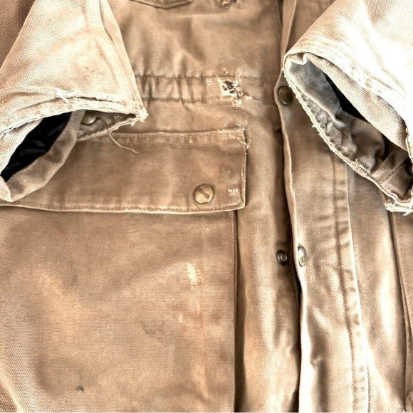 CARHARTT VTG 90s Distressed Canvas Blanket Lined Barn Chore Jacket Brown XL USA - Picture 11 of 16